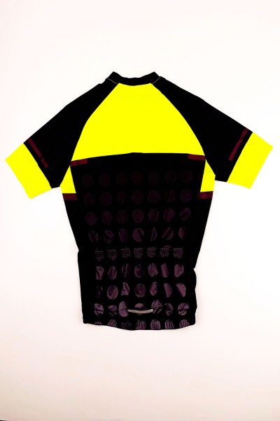 Manufacture of fluorescent yellow short-sleeved cycling shirts Designing moisture wicking stretch cycling shirts Cycling shirt manufacturers SKCSCP016 front view